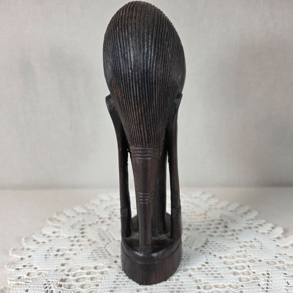 Authentic African Ebony Maasai Tribal Head Sculpture Handcrafted Wooden Art - Picture 4 of 8